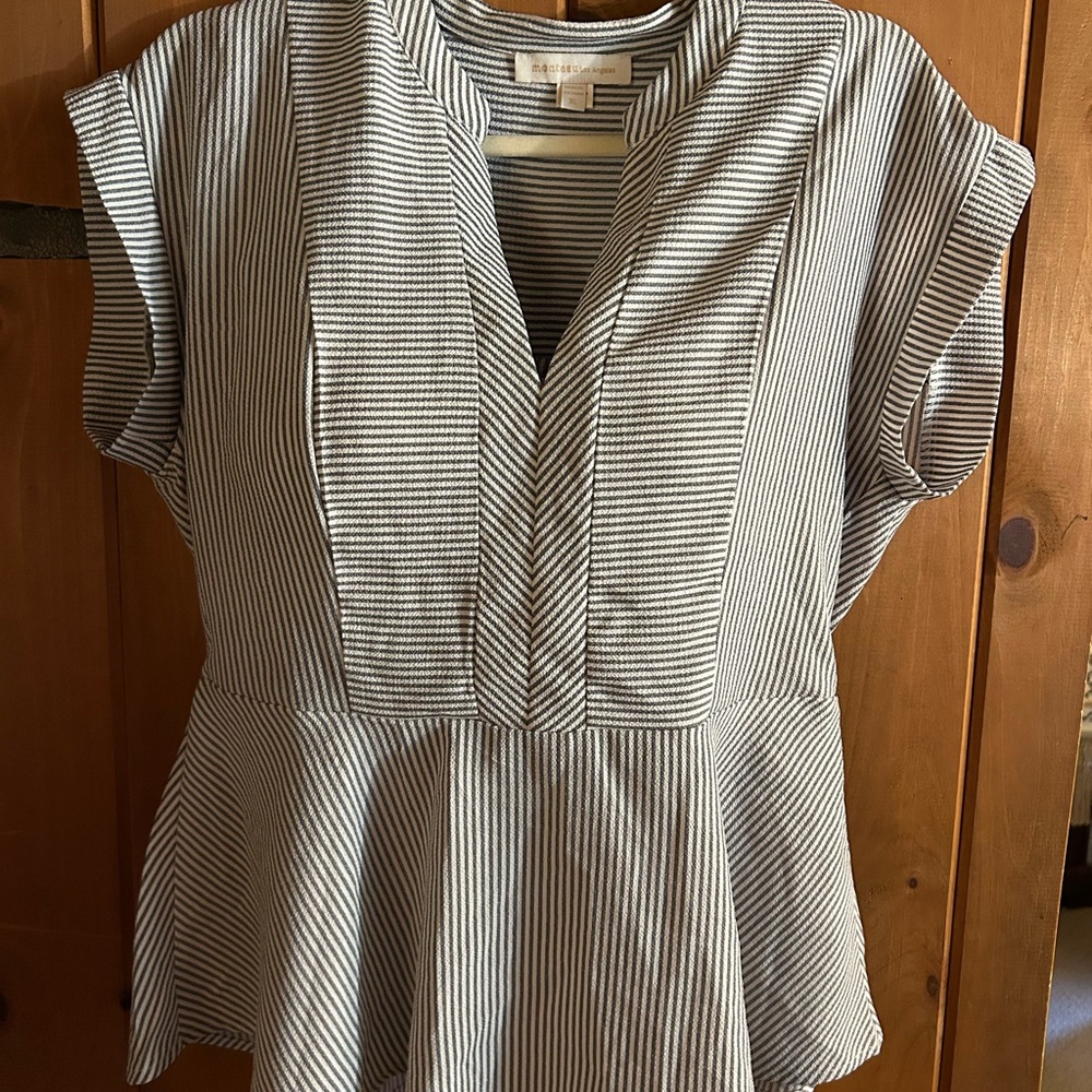 Striped Black and White Women's Perplum Top